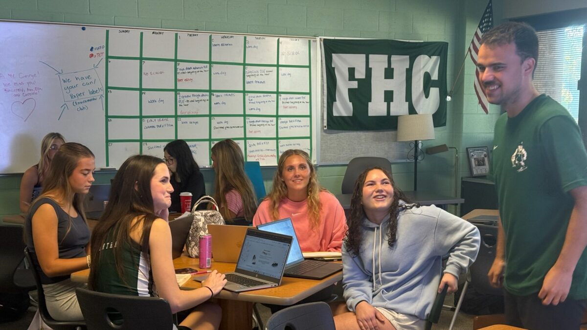 Forest Hills Central students collaborate with each other during a classroom lesson.