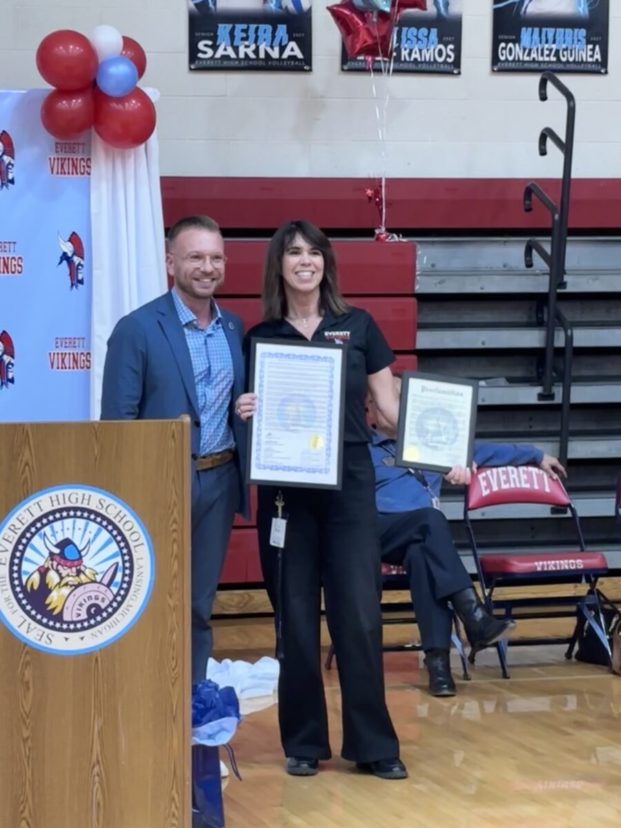 City Council President Peter Spadafore honors Amy Boyles with a proclamation.